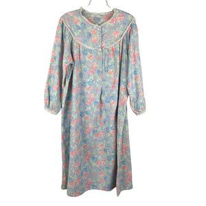 Vintage Lanz of Salzburg Nightgown Flannel Floral Blue